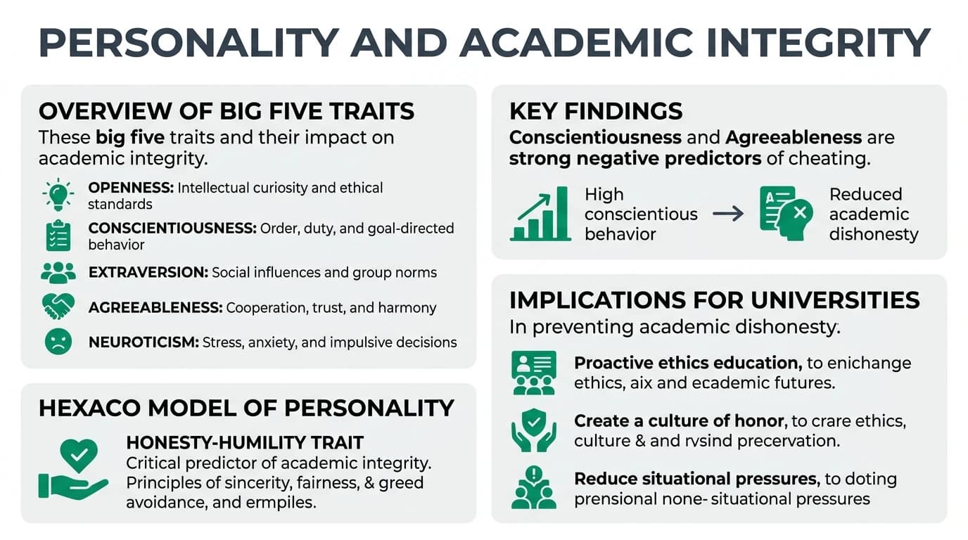 A diverse group of university students discussing academic integrity, highlighting the role of personality traits.