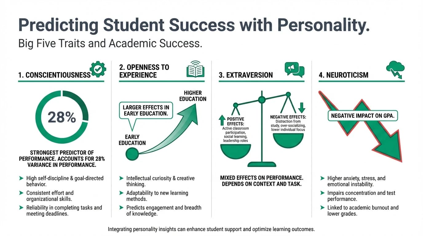 A diverse group of students studying together, highlighting the impact of personality traits on academic success.