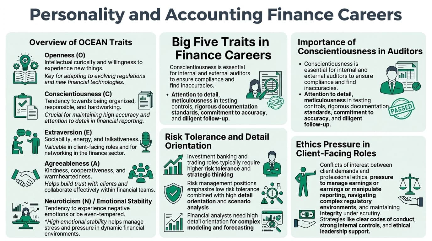A diverse group of professionals discussing financial reports, highlighting the importance of personality traits in accounting and finance careers.