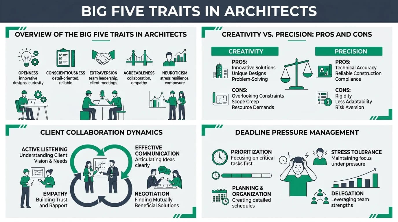 An architect reviewing blueprints at a sustainable design site, highlighting creativity and precision.