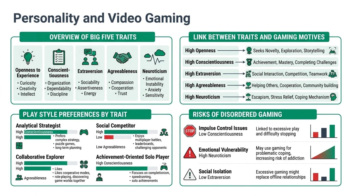 A diverse group of gamers engaged in various video games, illustrating the link between personality traits and gaming styles.