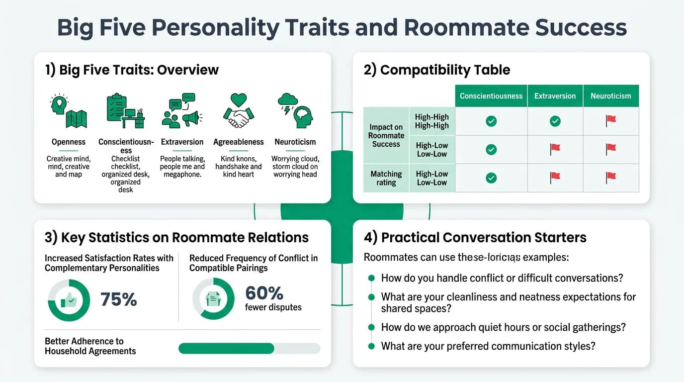 Structured infographic covering personality dimensions, usage contexts, and methodological limits to improve score interpretation quality.