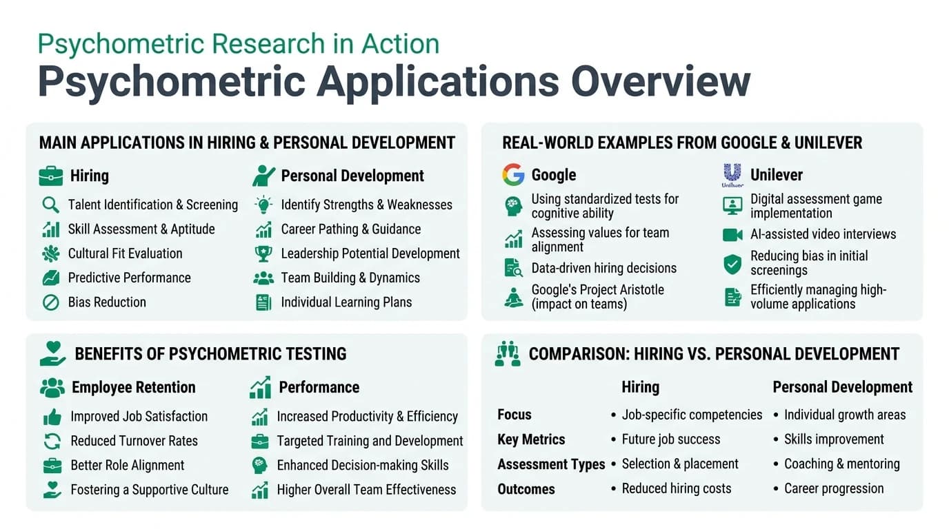 Structured infographic covering personality dimensions, usage contexts, and methodological limits to improve score interpretation quality.